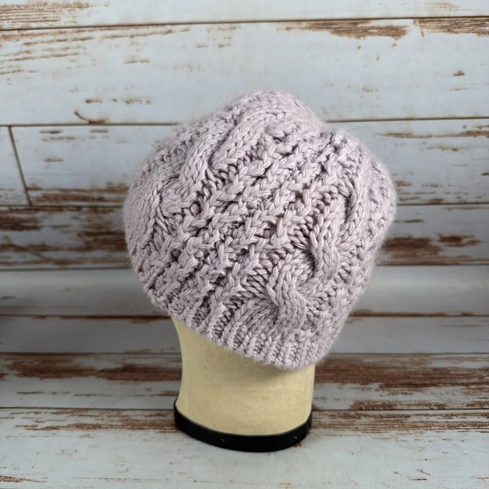 North Face Chunky Cable Knit Beanie Wool Alpaca OSFM Ski Hat Used